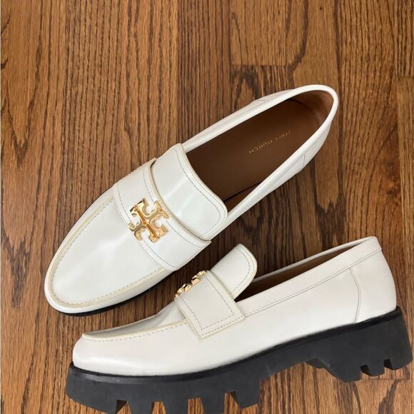Tory Burch Everly Chunky Loafers with Gold Hardware white patent sz 11 - Picture 2 of 5